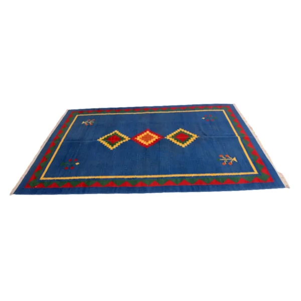 Tribal Handmade Blue Kilim Rug - Image 3