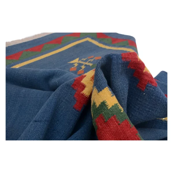 Tribal Handmade Blue Kilim Rug - Image 6