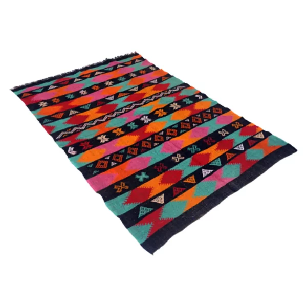 Vintage Handmade Black Kilim Rug - Image 4