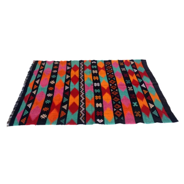 Vintage Handmade Black Kilim Rug - Image 3