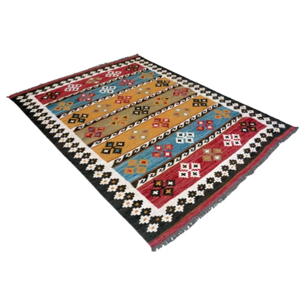 Vintage Handwoven Multicolor Kilim Rug - Image 4