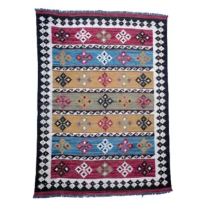 Vintage Handwoven Multicolor Kilim Rug