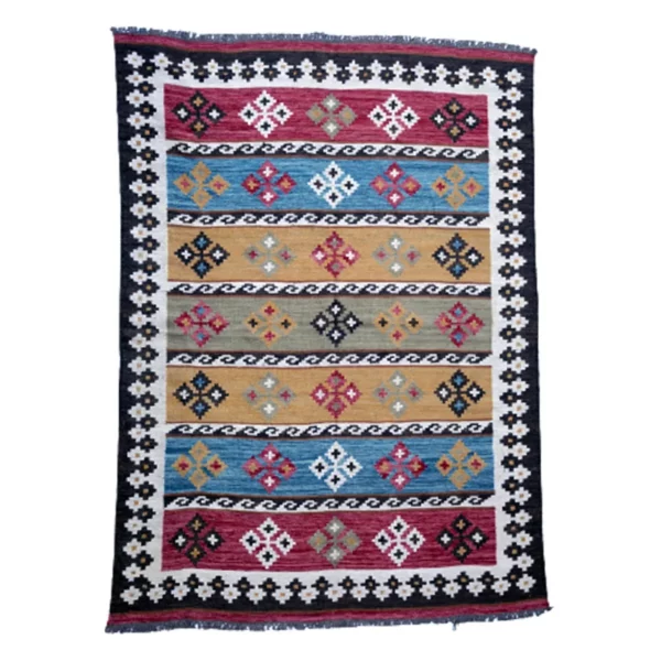 Vintage Handwoven Multicolor Kilim Rug