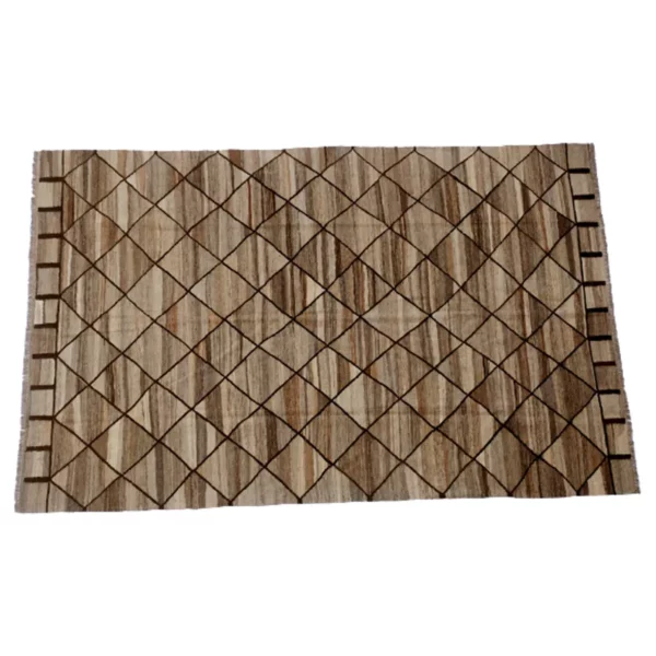 Ariana Neutral Silk Kilim Rug - Image 3