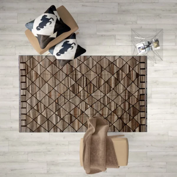 Ariana Neutral Silk Kilim Rug - Image 2