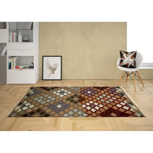 Geometric Driftwood Kilim Rug - Image 2