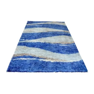 Moroccan Blue White Fluffy Soft Carpet