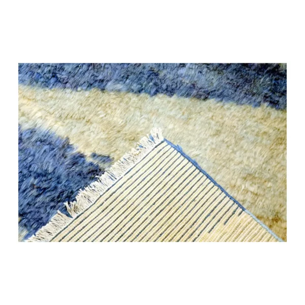 Moroccan Blue White Fluffy Soft Carpet - Image 3