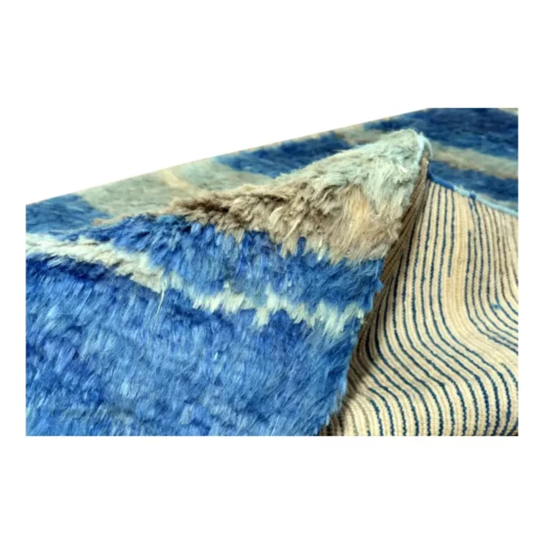 Moroccan Blue White Fluffy Soft Carpet - Image 4