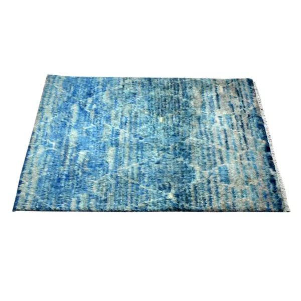 Moroccan Blue Soft Handknotted Rug - Image 2