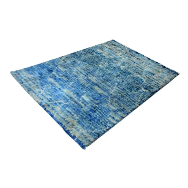Moroccan Blue Soft Handknotted Rug - Image 3