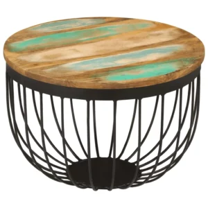 Coffee Table 19.7"x13.8" Solid Wood Reclaimed and Steel