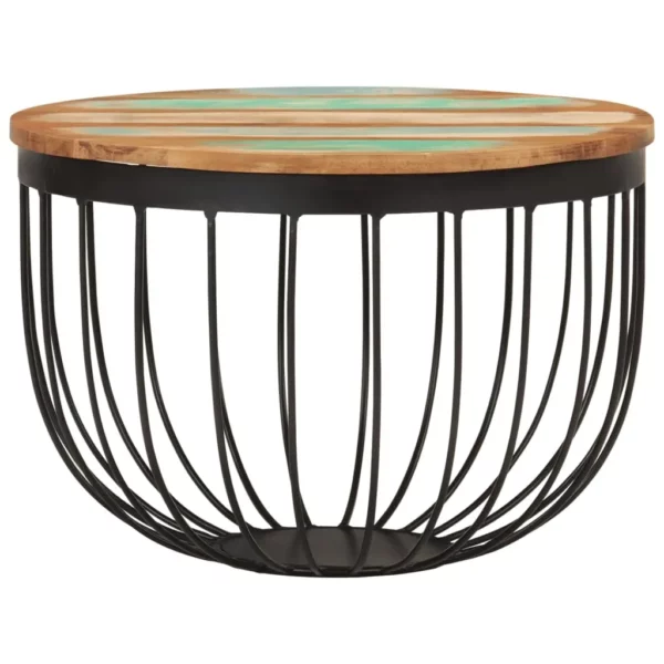 Coffee Table 19.7"x13.8" Solid Wood Reclaimed and Steel - Image 2