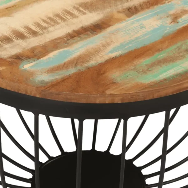 Coffee Table 19.7"x13.8" Solid Wood Reclaimed and Steel - Image 4