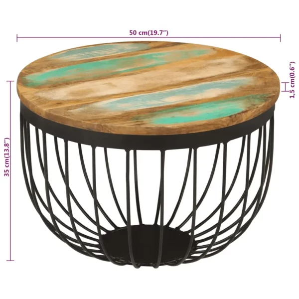 Coffee Table 19.7"x13.8" Solid Wood Reclaimed and Steel - Image 6
