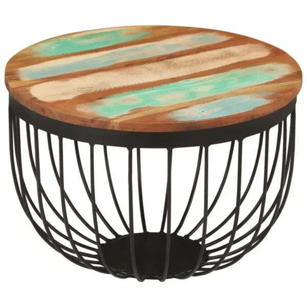 Coffee Table 19.7"x13.8" Solid Wood Reclaimed and Steel - Image 7