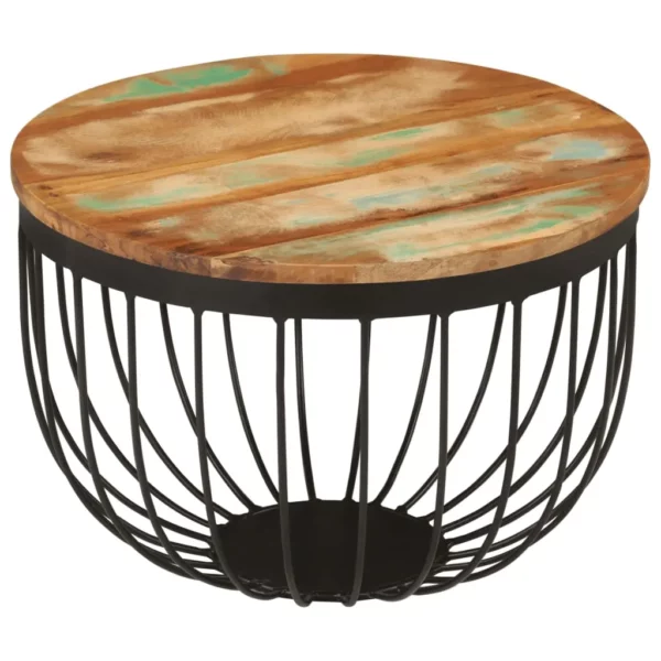 Coffee Table 19.7"x13.8" Solid Wood Reclaimed and Steel - Image 8