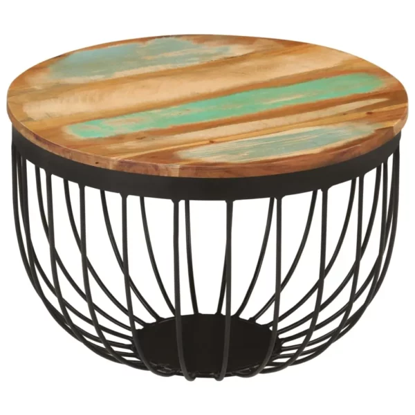 Coffee Table 19.7"x13.8" Solid Wood Reclaimed and Steel - Image 9