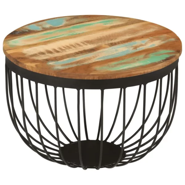 Coffee Table 19.7"x13.8" Solid Wood Reclaimed and Steel - Image 10