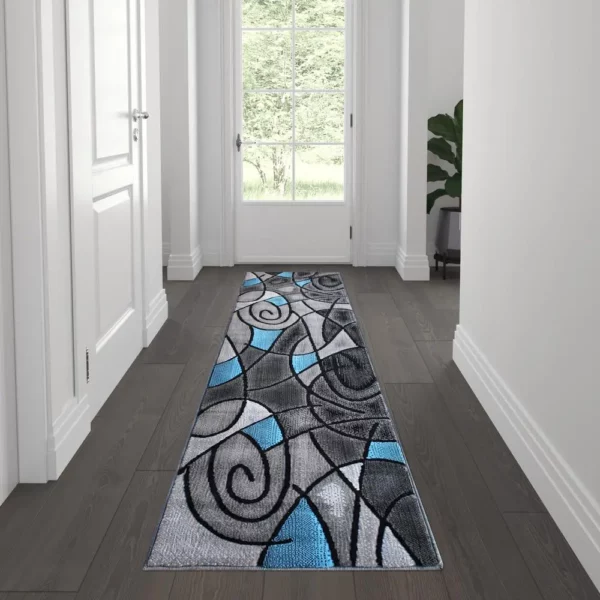 Blue Abstract Area Rug - Image 2