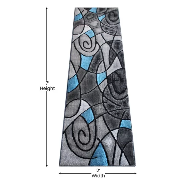 Blue Abstract Area Rug - Image 4