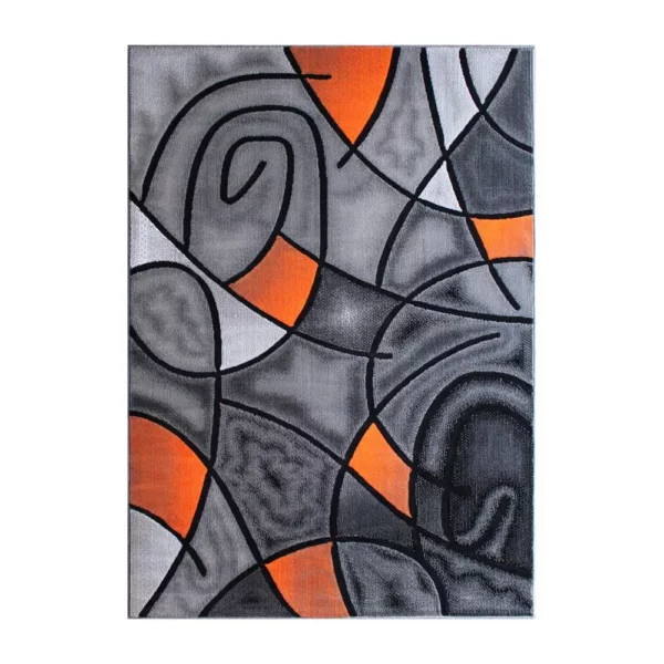 Orange Abstract Area Rug