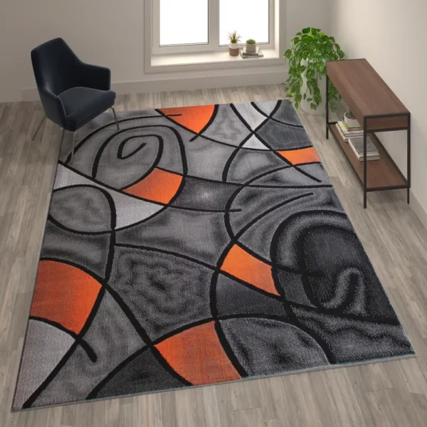 Orange Abstract Area Rug - Image 2