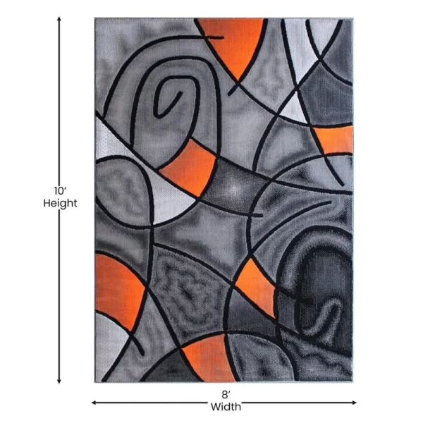 Orange Abstract Area Rug - Image 4
