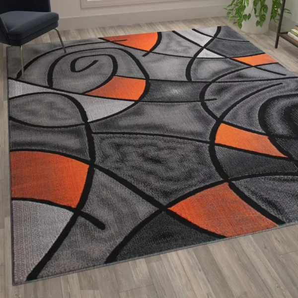 Orange Abstract Area Rug - Image 5