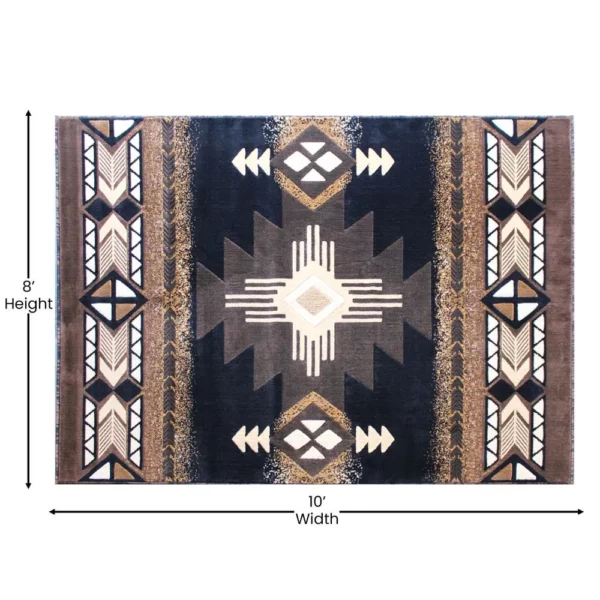 8' x 10' Black Traditional Southwestern Area Rug - Olefin Fibers - Image 4