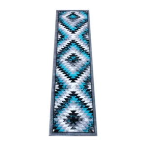 Teagan Collection Southwestern 2' x 7' Turquoise Area Rug