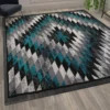 Teagan Collection Southwestern 5' x 7' Turquoise Area Rug - Image 5