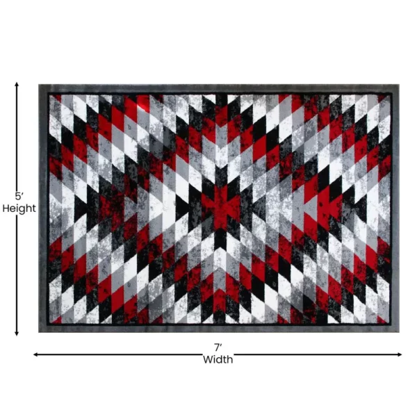 Teagan Collection Southwestern 5' x 7' Red Area Rug - Image 4