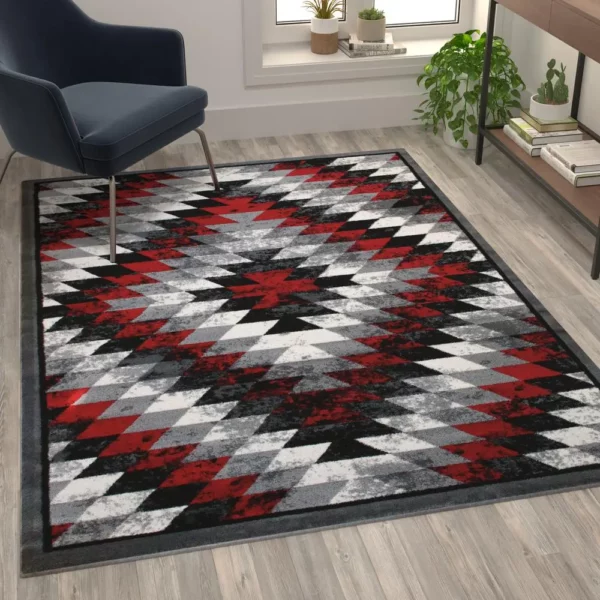 Teagan Collection Southwestern 5' x 7' Red Area Rug - Image 5