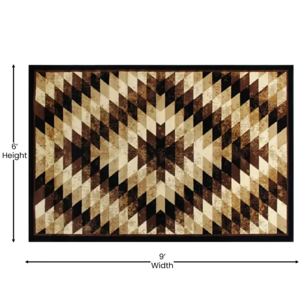 Teagan Collection Southwestern 6' x 9' Brown Area Rug - Image 4
