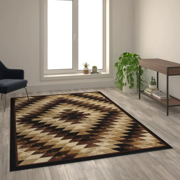Teagan Collection Southwestern 6' x 9' Brown Area Rug - Image 5