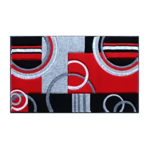 Red Geometric Abstract Area Rug
