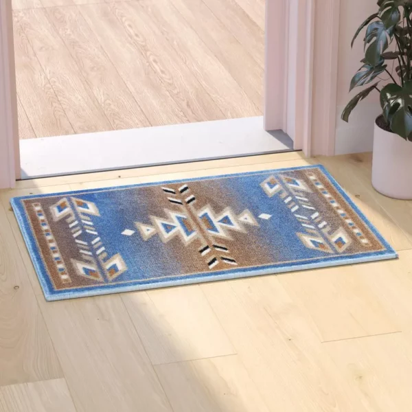 Lodi Collection Southwestern 2' x 3' Blue Area Rug - Image 2