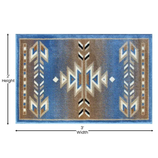 Lodi Collection Southwestern 2' x 3' Blue Area Rug - Image 4
