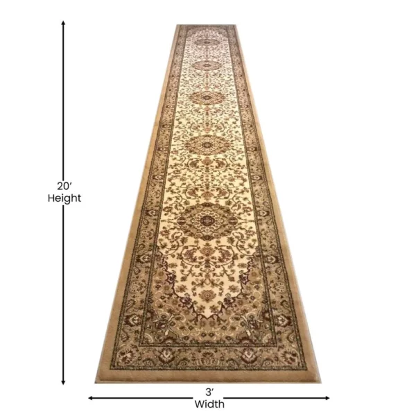 Persian Ivory Runner Rug - 3' x 20 - Image 4