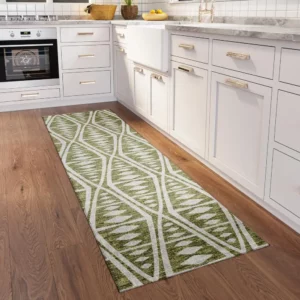 Yuma Olive Southwestern Southwest 2'3" x 7'6" Runner Rug Olive AYU36