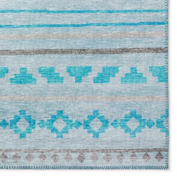 Yuma Turquoise Bohemian Southwest 2'3" x 7'6" Runner Rug Turquoise AYU40 - Image 2