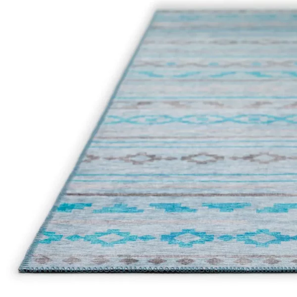 Yuma Turquoise Bohemian Southwest 2'3" x 7'6" Runner Rug Turquoise AYU40 - Image 3