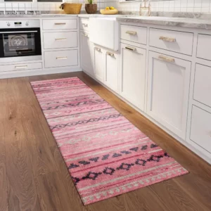 Yuma Pink Bohemian Southwest 2'3" x 7'6" Runner Rug Pink AYU40