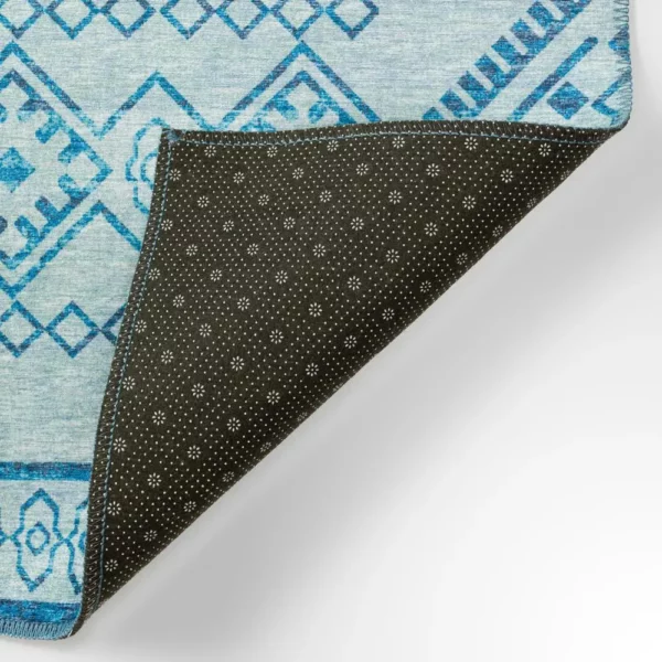 Yuma Blue Transitional Southwest 9' x 12' Area Rug Blue AYU44 - Image 4