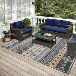 Yuma Gray Transitional Southwest 10' x 14' Area Rug Gray AYU42