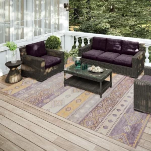 Yuma Purple Transitional Southwest 5' x 7'6" Area Rug Purple AYU42