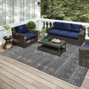 Yuma Gray Transitional Southwest 5' x 7'6" Area Rug Gray AYU33