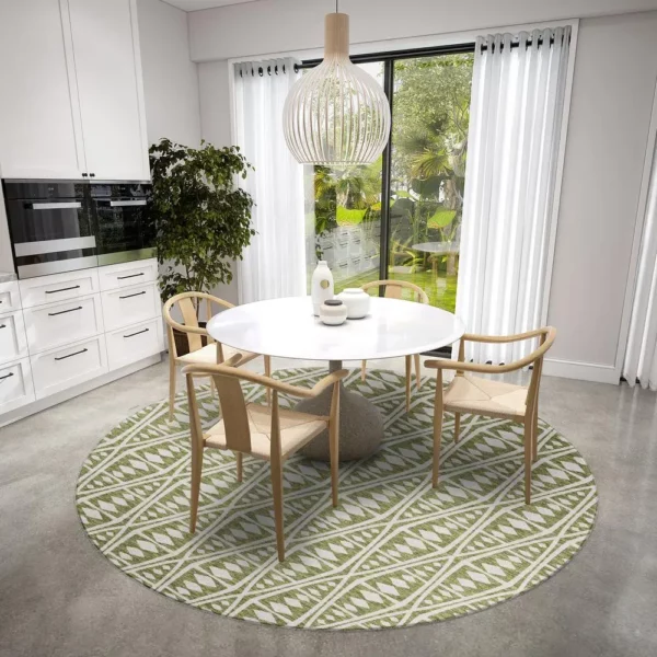 Yuma Olive Southwestern Southwest 8' x 8' Area Rug - Durable and Stylish | Made in the USA