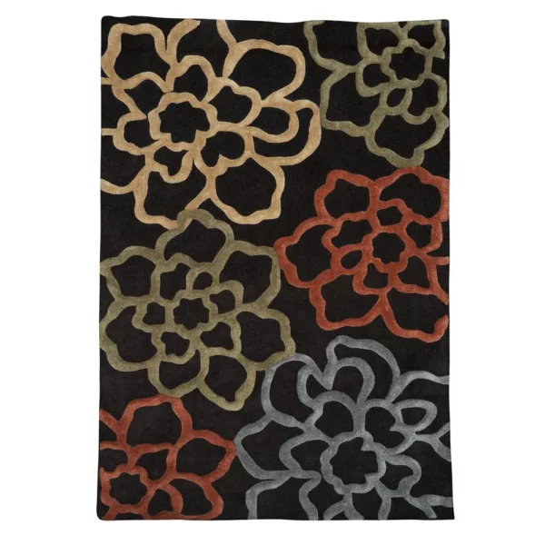 Trio Open Flowers Chocolate Rug